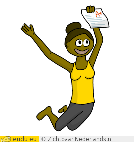 Een meisje heeft een A+ gehaald
                voor een examen.