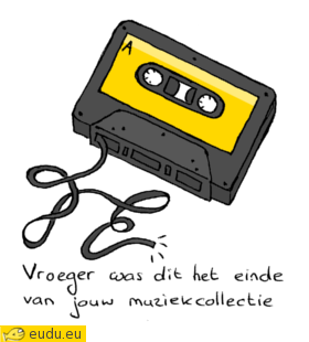 Een cassettebandje: vroeger was dit het einde van jouw
		muziekcollectie