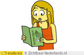 Een meisje leest een boek over Rotterdam.