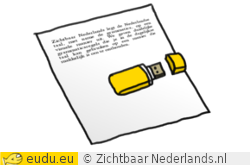 Een tekst op papier en een usb-stick