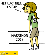 '.Een meisje stopt met de marathon..'